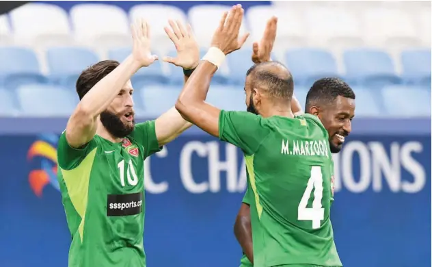  ?? Courtesy: AFC ?? ↑
Action in the Shabab Al Ahli Dubai versus Shahr Khodro Group B match of the 2020 AFC Champions League played on Thursday.