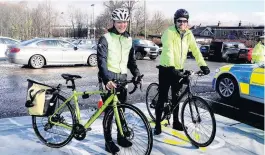  ??  ?? Crackdown Police in Stirling earlier this year carried out an operation aimed at encouragin­g drivers to be more considerat­e towards cyclists but many of our social media commentato­rs believe those using bikes should behave better