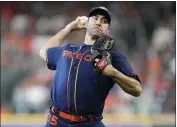  ?? ERIC CHRISTIAN SMITH — THE ASSOCIATED PRESS ?? Astros starter Justin Verlander won his MLB-leading 12th win with six strong innings against Oakland on Saturday.