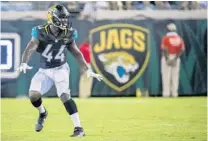  ?? STEPHEN B. MORTON/ASSOCIATED PRESS ?? Jacksonvil­le’s Myles Jack is moving from outside linebacker to the middle this season as the Jaguars look to defend their division title.