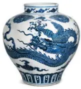  ?? PROVIDED TO CHINA DAILY ?? A 15th-century blue-and-white jar fetched HK$158 million ($20 million) at a Hong Kong auction last year.