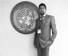  ??  ?? Shaikh Tahmid at the UN headquarte­rs in New York.