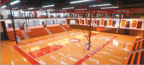  ?? City of Broken Bow ?? Above is rendering of what the gymnasium at the new Custer County Wellness and Early Learning Center could look like. Both the basketball court, volleyball court and pickleball court will be designed for up to Division I collegiate play.