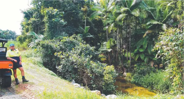  ?? Picture: SUPPLIED ?? ROCKING UP: Mossman cane farmer Gerard Puglisi had his creek-side cane land washed away in the 2018 floods. Work has since been done to stabilise the creek banks.