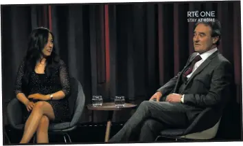  ??  ?? ABOVE AND RIGHT: Bríd and David McGowan on the Tommy Tiernan Show on Saturday.