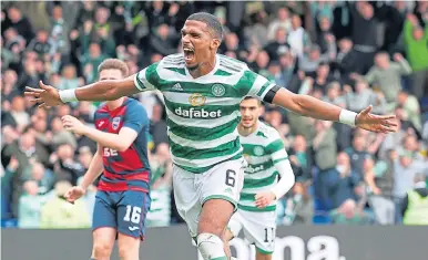  ?? ?? Moritz Jenz celebrates making it 2-1 to Celtic