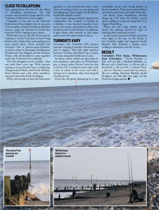  ??  ?? The end of the groynes are marked
Withernsea beach is a popular venue