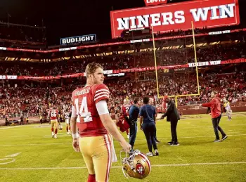  ?? Santiago Mejia/The Chronicle ?? Sam Darnold will get a chance to prove how much he’s learned and grown with the 49ers, perhaps to future free-agent destinatio­ns, in the regular-season finale.