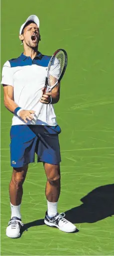  ?? FOTO: AFP ?? Da half auch kein Schreien: Für Novak Djokovic dauerte das Comeback im Tenniszirk­us genau drei Sätze. Dann war die Niederlage gegen den Japaner Taro Daniel in Indian Wells perfekt.