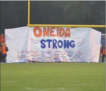  ?? MEDIANEWS GROUP ?? Oneida makes their way onto the field for their game against New Hartford.