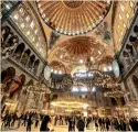  ?? File ?? A 6TH CENTURY ICON: Visitors walk inside the Byzantine-era Hagia Sophia in Istanbul. — AP
