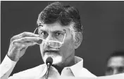  ??  ?? N Chandrabab­u Naidu played clips of Prime Minister Narendra Modi promising the special category status (SCS) to Andhra during public meetings in Nellore, Amaravati and Tirupati