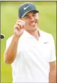  ?? Associated Press photo ?? Brooks Koepka of the United States reacts after his shot on the 16th hole during the final round of the CJ Cup PGA golf tournament at Nine Bridges on Jeju Island, South Korea, Sunday.