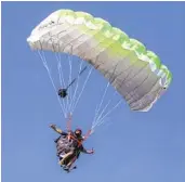  ?? ?? Geiler returns to the ground after his sky dive at Gojump Oceanside on Thursday.