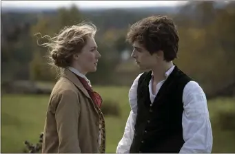  ??  ?? Saoirse Ronan and Timothee Chalamet in a scene from “Little Women.”