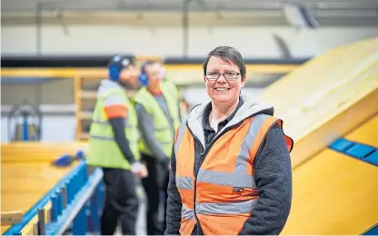  ?? Picture: Fraser Band. ?? Factory foreperson Kirsty Welling at A&J Stephen (Builders) Ltd’s timber kit facility.