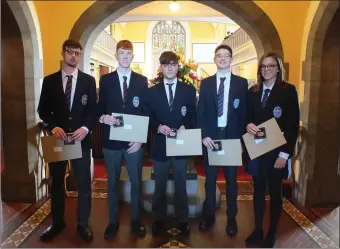  ??  ?? Five of the many students who were awarded the bronze medal for Gaisce, The Presidents Award Daire Gallagher, Conall O’Dwyer, William Moore, Jack O’Gorman, Juno Ellison.