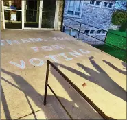  ??  ?? Daniel Boone Scouts, ranging in age from 5 to 13, worked together to decorate the walkway and parking lot of the borough’s polling location to thank people for using their voice to vote, especially in this difficult time of COVID-19.