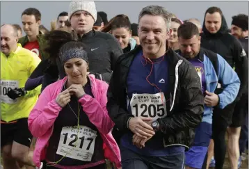  ??  ?? Orla Scahill and Derek Roberts take off at the start.