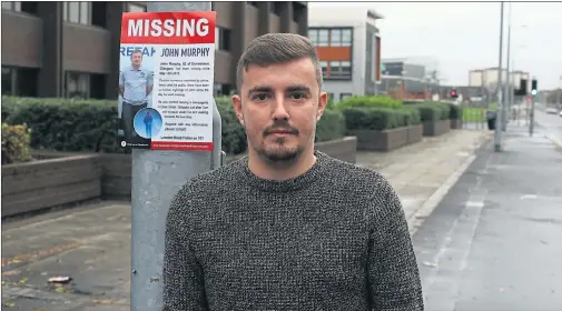  ??  ?? APPEAL: John Murphy Jnr, pictured outside London Road police station in Glasgow, said affection for his father sustained his family during the long search. Picture: Colin Mearns