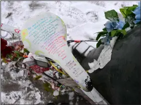  ?? ?? A poem was written on the seat of the ghost bike for the 34-year-old accountant on Jan. 29. Andy Morris, Rocklin’s sister and Elliott’s wife, said, “I’m going to miss his laugh.”