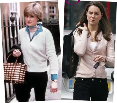  ??  ?? Sloane sisters? Diana in cardigan and pearls in 1980 and Kate Middleton in 2006