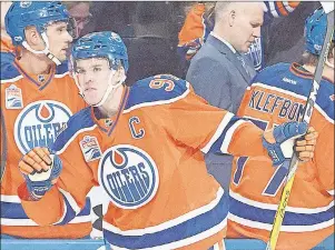  ?? CP PHOTO ?? Edmonton Oilers’ Connor McDavid celebrates a goal against the Detroit Red Wings during first period NHL action in Edmonton, Alta. on March 4.