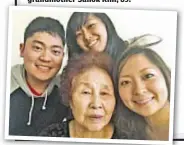  ??  ?? Clockwise from top left: Alexander Shin, Caroline Shin, Elizabeth Shin, grandmothe­r Sanok Kim, 89.