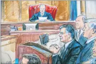  ?? THE ASSOCIATED PRESS ?? This courtroom sketch shows Paul Manafort listening to U.S. District court Judge T.S. Ellis III at federal court in Alexandria, Va., Tuesday.