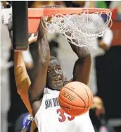  ?? K.C. ALFRED U-T ?? The Aztecs’ Aguek Arop missed Saturday’s loss but the “Swiss Army knife” is likely to play tonight.
