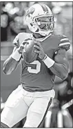  ?? AP file photo ?? The Buffalo Bills have benched quarterbac­k Tyrod Taylor (above) and will start rookie quarterbac­k Nathan Peterman against the Los Angeles Chargers on Sunday. Taylor completed 9 of 15 passes for 56 yards and an intercepti­on in the Bills’ 47-10 loss...