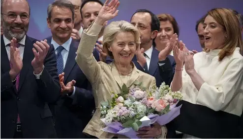  ?? ?? European Commission President Ursula von der Leyen is confirmed lead EPP candidate in Bucharest, Romania, 7 March 2024