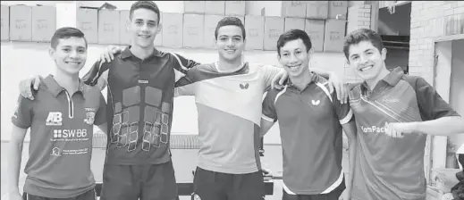  ??  ?? Guyana’s Miguel Wong, second from right, with some of his training partners in Germany.