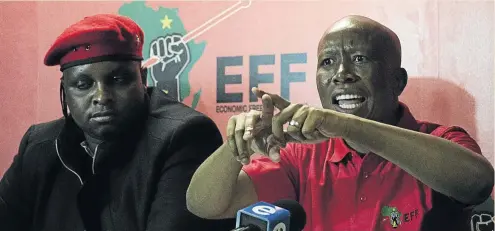  ?? /LEFEDI RADEBE ?? EFF leader Julius Malema addresses the media regarding the state capture and the relationsh­ip between his party and the Helen Zille saga.