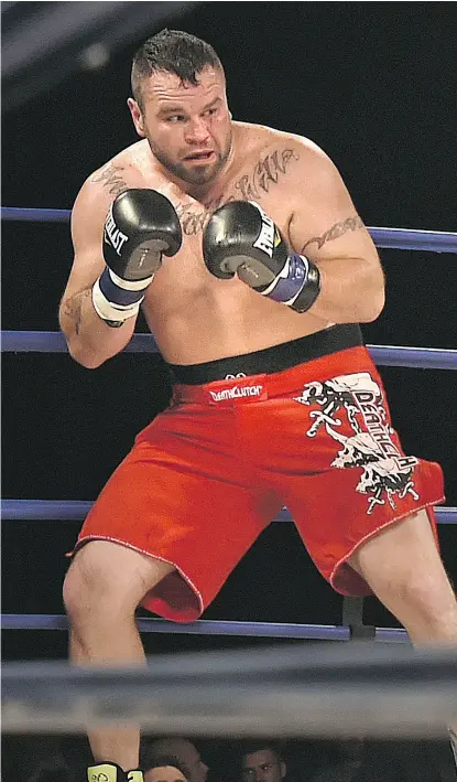  ?? PHOTOS: ED KAISER ?? Tim Hague manoeuvres during his ill-fated match with Adam Braidwood in the KO 79 boxing event in Edmonton on June 16. At left, a photo displayed at the celebratio­n of life for Hague.
