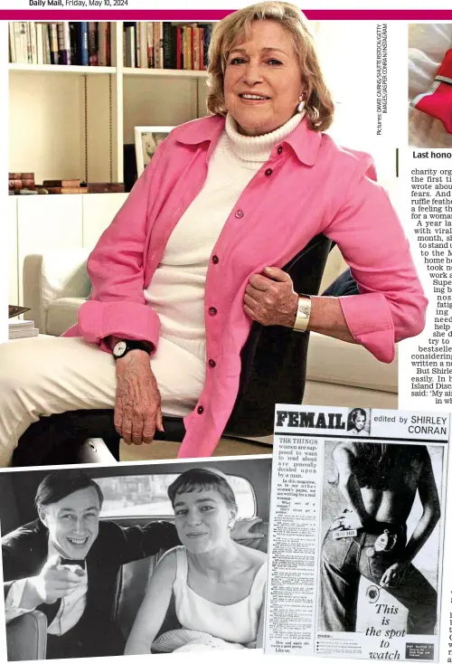  ?? ?? Superwoman: Dame Shirley and, inset from left, with Terence and first Femail page in 1968
