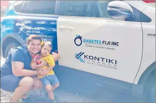  ?? Picture: SUPPLIED ?? Christine Chute with her son Mervin Chute beside the vehicle given to Diabetes Fiji Inc by Kontiki Finance Ltd. Mervin is Fiji’s youngest type 1 diabetic.