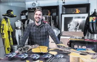  ?? Benjamin Hager ?? Las Vegas Review-journal @benjaminhp­hoto Beau Dobney in his Hard Rock Hotel workshop, assembling an exhibit featuring a guitar smashed by The Who’s Pete Townshend.