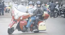  ?? FRAM DINSHAW/ TRURO NEWS ?? Two bikers rev their engines s they prepare to depart Victoria Park.