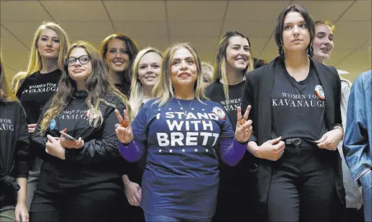  ?? Patrick Semansky The Assocaited Press ?? Supporters of U.S. Supreme Court nominee Brett Kavanaugh gather in the Hart Senate Office Building on Capitol Hill on Thursday.