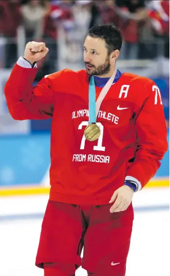  ?? JAMIE SQUIRE/GETTY IMAGES ?? Olympic gold-medal winner Ilya Kovalchuk is the leading scorer in the KHL at the age of 35, and could be a prime free agent target for teams if he decides to make a return to the NHL next season.