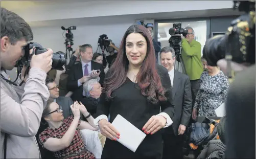  ?? PICTURE: PA WIRE. ?? FACING THE PRESS: Luciana Berger MP arrives at a press conference at County Hall in Westminste­r, where she declared Labour was ‘institutio­nally anti-Semitic.’