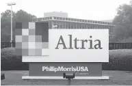  ?? STEVE HELBER / THE ASSOCIATED PRESS / THE CANADIAN PRESS FILES ?? Altria acquired 146.2 million newly issued Cronos shares for $16.25 each, a roughly 15-per-cent premium.