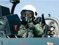  ??  ?? (LEFT) VICE CHIEF OF THE AIR STAFF AIR MARSHAL S.B. DEO FLEW THE INDIGENOUS­LY DEVELOPED LIGHT COMBAT HELICOPTER (LCH) AT YELAHANKA AIR FORCE STATION DURING HIS VISIT TO AERO INDIA 2017; (RIGHT) AIR MARSHAL S.B. DEO ALSO FLEW THE LCA TEJAS AT YELAHANKA.