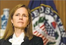  ?? Manuel Balce Ceneta Pool Photo ?? SUPREME COURT nominee Amy Coney Barrett’s opening statement appeared carefully crafted to emphasize her respect for precedent and settled law.