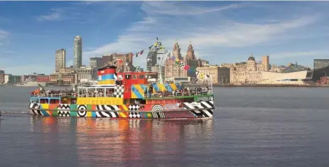  ?? MARKETING LIVERPOOL ?? Liverpool’s ferries include a ship covered in dazzle camouflage, which helped protect vessels during the First World War.