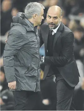  ?? Picture: AFP ?? BITTER RIVALS. Pep Gardiola (right) and Jose Mourinho meet in an all-important Premier League clash tonight.