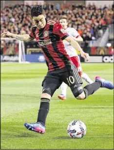  ?? CURTIS COMPTON / CCOMPTON@AJC.COM ?? Atlanta United’s Miguel Almiron was named to the MLS team of the week after scoring twice and assisting once against Minnesota.