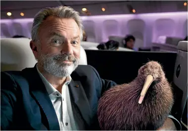  ??  ?? Sam Neill will be the voice of Air New Zealand’s new mascot, a computer-generated kiwi named Pete.