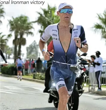  ?? Picture: EUGENE COETZEE ?? MAN OF IRON: Gqeberha’s Kyle Buckingham on his way to winning the Ironman African Championsh­ips in his home town on Sunday